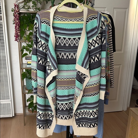 Anthropologie Sweaters - Antropologie Alya Women's Mint Multicolor Open Front Cardigan Size S/M